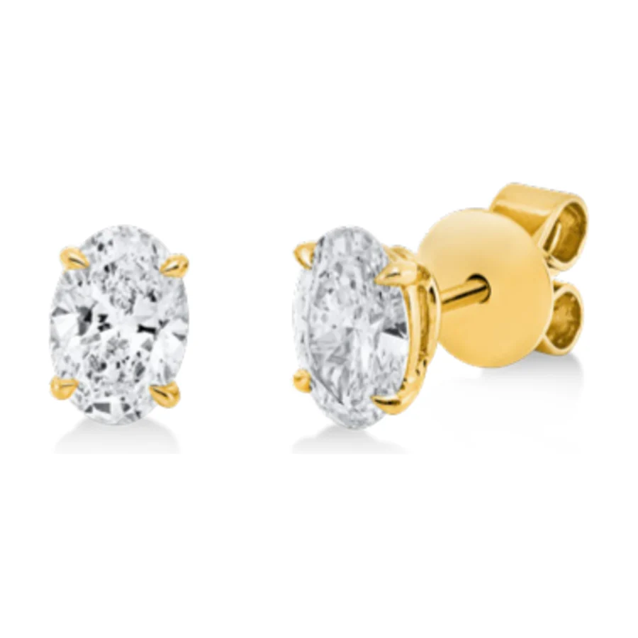 Ovális solitaire fülbevaló, 2 × 0,70 ct ovális